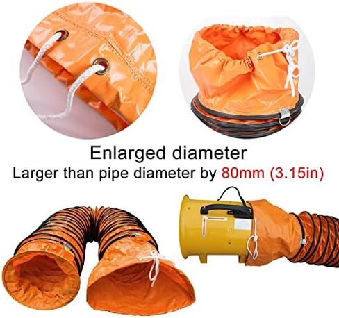 This Air DuctingDuct Hose Exhaust Flexible Retractable PVC Ventilation Air Hose 8/12/16/20/24inch × L 16,5ft 33ft Lightweight and Durable Hose with D-Ring for Construction Sites, Industry, A in Kuwait