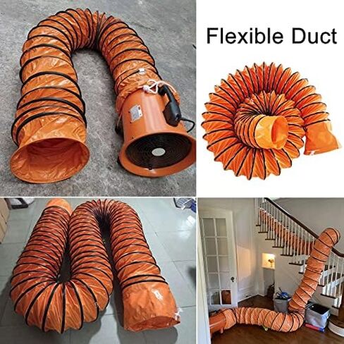 This Air DuctingDuct Hose Exhaust Flexible Retractable PVC Ventilation Air Hose 8/12/16/20/24inch × L 16,5ft 33ft Lightweight and Durable Hose with D-Ring for Construction Sites, Industry, A in Kuwait