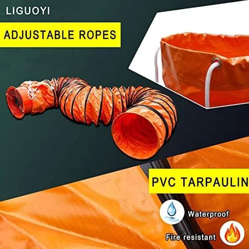 This Air DuctingDucting Hose, Extraction PVC Flexible Duct Hosing Flexible Bendable, PVC Flexible Ducting Hose for Ventilator Utility Blower Fan, with Adjustable Rope and D-Rings in Kuwait