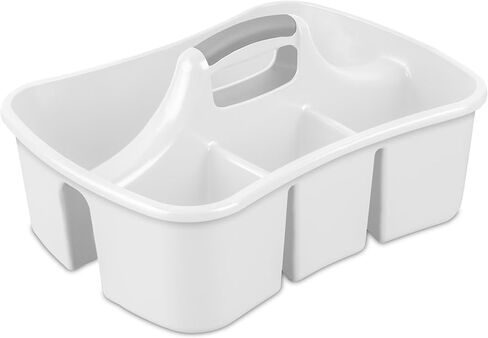 Divided Caddy, Easy Carry, Handy Plastic Utility Storage, White in Kuwait
