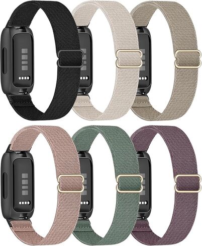 HSWAI نايلون مرن متوافق مع Fitbit Inspire 3 Bands/Fitbit Inspire 2 Bands، 6 حزم قابلة للتمدد وقابلة للتعديل حزام بديل رياضي ناعم للنساء والرجال لتتبع اللياقة البدنية in Kuwait
