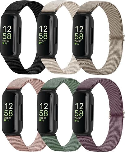 HSWAI نايلون مرن متوافق مع Fitbit Inspire 3 Bands/Fitbit Inspire 2 Bands، 6 حزم قابلة للتمدد وقابلة للتعديل حزام بديل رياضي ناعم للنساء والرجال لتتبع اللياقة البدنية in Kuwait