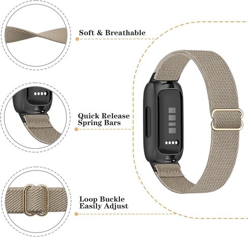HSWAI نايلون مرن متوافق مع Fitbit Inspire 3 Bands/Fitbit Inspire 2 Bands، 6 حزم قابلة للتمدد وقابلة للتعديل حزام بديل رياضي ناعم للنساء والرجال لتتبع اللياقة البدنية in Kuwait