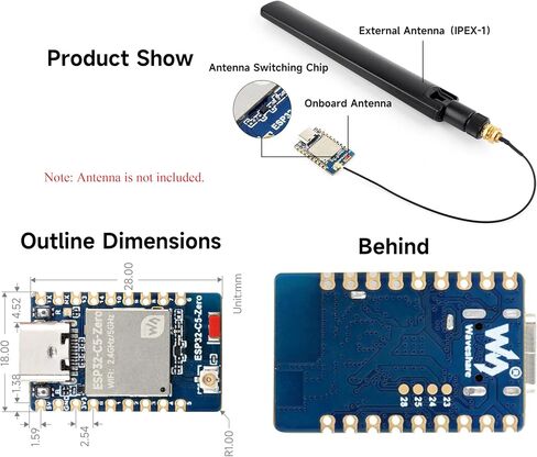 ESP32-C5 Mini Development Board, 32-bit RISC-V Processor 240MHz, Integrate Dual-Band Wi-Fi 6 / BLE 5 / Thread/Zigbee, USB Port, Onboard Antenna, for Embedded and IoT Applications in Kuwait