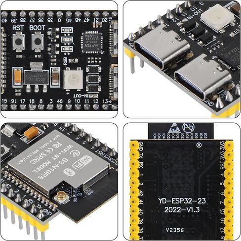 AITRIP 5Pack ESP32-S3 Type-C Development Board N16R8 MCU with Dual-Mode Wi-Fi Bluetooth with Antenna Base Compatible with Arduino IoT ESP32-S3-WROOM-1 in Kuwait