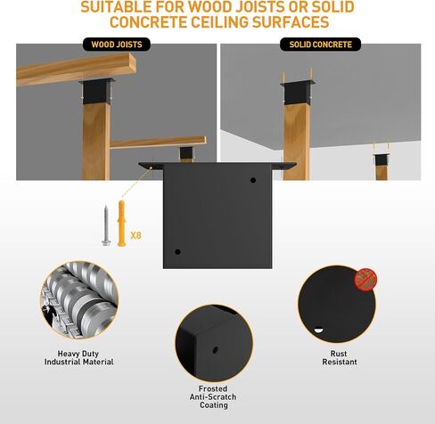 Heavy Duty Overhead Garage Storage Rack Kit for 2x4 Wood (Actual 1.5"x3.5") - DIY Ceiling Storage System, 500 lbs Capacity, Easy Install, Metal Brackets (No Lumber Included) in Kuwait