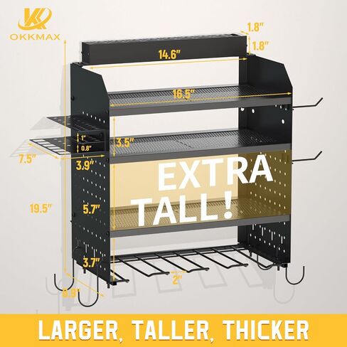 Drill Holder Wall Mount with 8-Outlet Charging Station, 190lbs Load 4 Layers Carbon Steel Heavy Duty Power Tool Organizer Wall Mount for Garage & Workshop, 4 Drill Holders, Modular Pegboard Rack in Kuwait