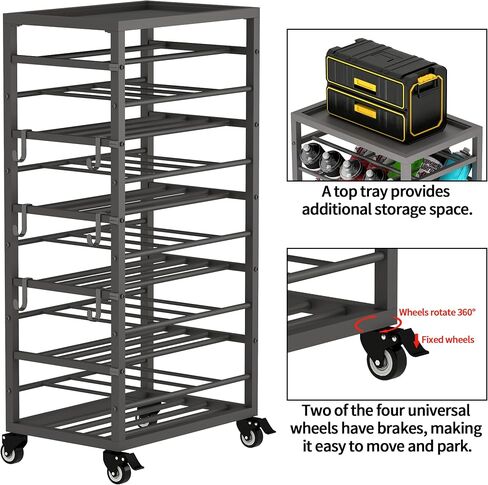 ikare 50 Can Metal Paint Spray Can Cart - Wheel Spray Can Holder with Storage Tray, Spray Can Organizer Storage Rack for Garage Shop Craft Workspace in Kuwait