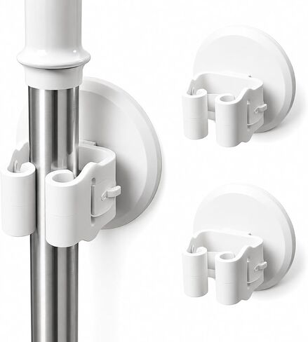 Broom Holder Wall Mount Adhesive 3 Pack Mop Holder Wall Mount, Broom Gripper, Broom and Mop Organizer Wall Hanging, No Drill Broom Hanger for Bathroom, Kitchen, Laundry Room, Garage Holds up to 4 lb in Kuwait
