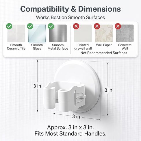 Broom Holder Wall Mount Adhesive 3 Pack Mop Holder Wall Mount, Broom Gripper, Broom and Mop Organizer Wall Hanging, No Drill Broom Hanger for Bathroom, Kitchen, Laundry Room, Garage Holds up to 4 lb in Kuwait