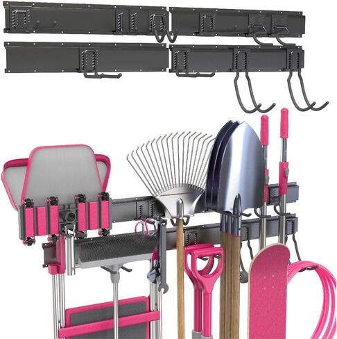 VAULTON Heavy Duty Metal Slot Wall Panel Garage Organization Kit, 4 * 24inches, Wall Mounted Tool Organizer With 11 Hooks, Interlocking Slot Panel​, 15pcs in Kuwait