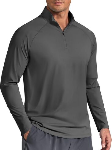 COOFANDY Men's Quarter Zip Pullover Athletic Shirts Long Sleeve Lightweight 1/4 Zip Mock Neck Running Golf Gym Shirt in Kuwait