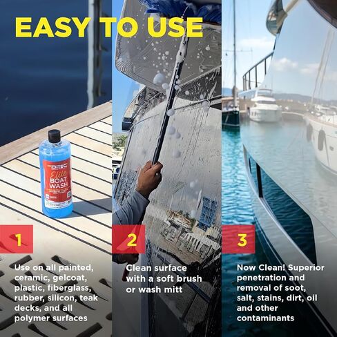 DITEC Marine Elite Boat Wash (32 Ounces) - Hyper-Concentrated Yacht Soap (128:1) - Safely Removes Dirt, Salt, Diesel Soot, Oil, Stains - pH Neutral, Ceramic & Wax Safe - Eco-Friendly - 32 Ounces in Kuwait