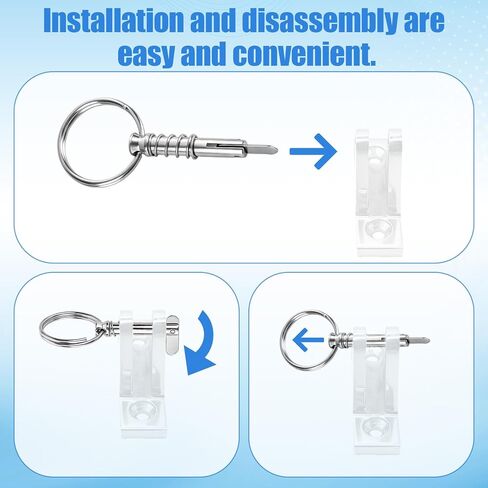 Penitue 4pcs Quick Release Pin, 1/4 Boat Bimini Top Quick Release Bolt with Drop Cam and Spring Stainless Steel Marine Locking Fasteners Hardware for Boat Canopy Accessories Parts(Silver) in Kuwait