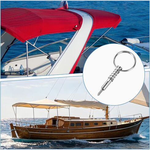 Penitue 4pcs Quick Release Pin, 1/4 Boat Bimini Top Quick Release Bolt with Drop Cam and Spring Stainless Steel Marine Locking Fasteners Hardware for Boat Canopy Accessories Parts(Silver) in Kuwait