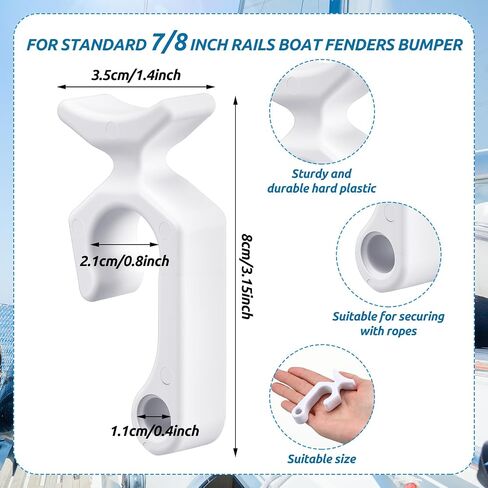 Soulchen 4 Pcs Boat Fender Clips for Standard 7/8 Inch Rails Boat Fenders Bumper Plastic Rail Mount Boats Fender Line Clip Holders Cord Organizers Easy Install Repositioning for Boats Marine Use in Kuwait