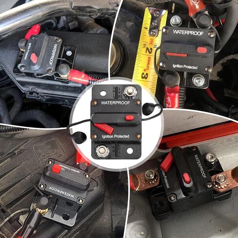 RED WOLF 150A Circuit Breaker Manual Reset Switch, w/6 AWG-1/4 Wire Lugs Screw, M6 Stud for Marine Boat Trolling Car Electronic Battery Solar System DC 12-48V Inline Fuse Kit IP67 Waterproof in Kuwait