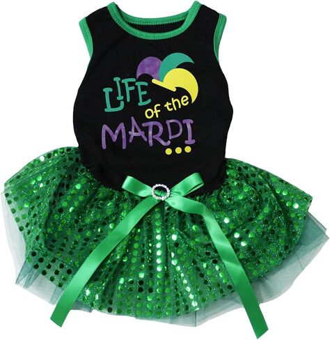 فستان Petitebella Life of The Mardi Puppy Dog (أسود/أخضر LED، X-Small) in Kuwait