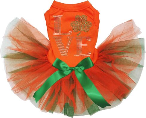 فستان Petitebella أحجار الراين Love Clover Puppy Dog (أسود/أخضر LED، كبير) in Kuwait