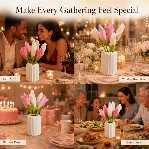 16 Pack Flower Stem Napkin Holders, Plastic Floral Napkin Ring Alternative for DIY Napkin Flowers, Table Decor for Wedding, Party, Holiday Dining in Kuwait