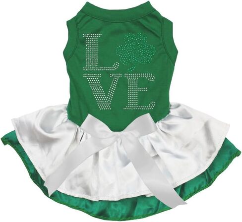فستان Petitebella أحجار الراين Love Clover Puppy Dog (أسود/أخضر LED، كبير) in Kuwait