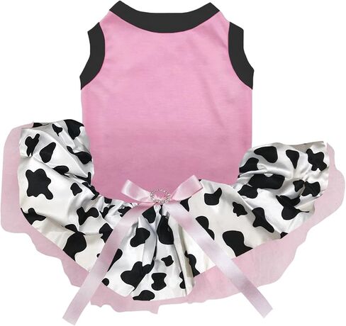 Petitebella Plain Milk Cow Puppy Dog Dress (Pink/Cow, X-Small) in Kuwait