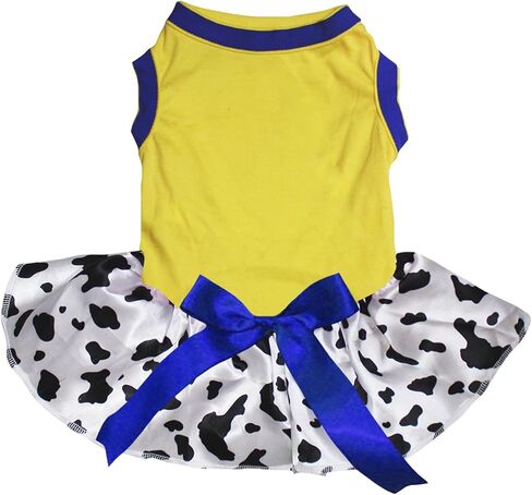 Petitebella Plain Milk Cow Puppy Dog Dress (Pink/Cow, X-Small) in Kuwait