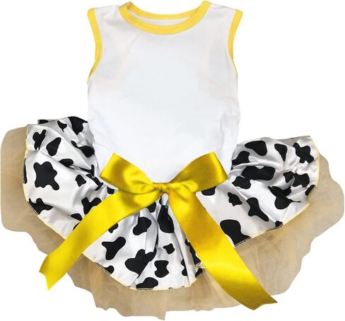 Petitebella Plain Milk Cow Puppy Dog Dress (Pink/Cow, X-Small) in Kuwait