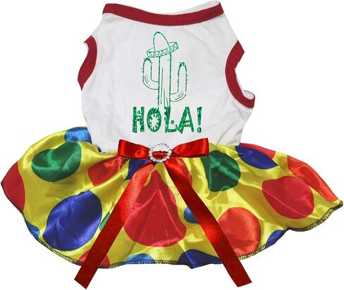 فستان Petitebella Cactus Hola Puppy Dog (أحمر/أخضر LED، مقاس X-Large) in Kuwait