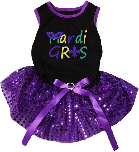 فستان Petitebella Eye Mask Mardi Gras Puppy Dog (أسود/أخضر LED، متوسط) in Kuwait