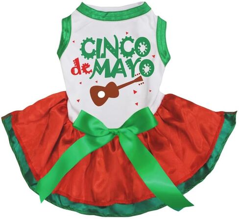 فستان Petitebella My Cinco De Mayo Guitar Puppy Dog (أحمر/أخضر LED، كبير) in Kuwait