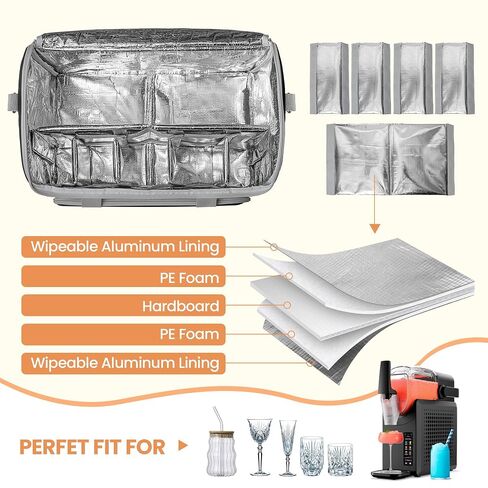 YARWO Carrying Case Compatible with Iceman by Chefman Slush-Ease MAX 90oz/ 68oz, Insulated Cooler Bag with Customized Dividers, Base Board and Pockets for Slushie Machine, Cups, Straws and Accessories in Kuwait