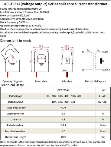 Split core on Current Transformer OPCT35AL 200A/333mV 400A/0.33V 600a0.33v 500A:5V clamp on Current Sensor 05 Class(600A-50mA) in Kuwait