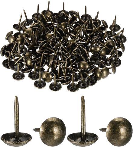 uxcell 150Pcs Upholstery Tacks, 3/8" x 11/16" Vintage Round Head Furniture Upholstery Nails Decorative Thumb Tacks Pins for Sofa Chair Bed, Bronze in Kuwait