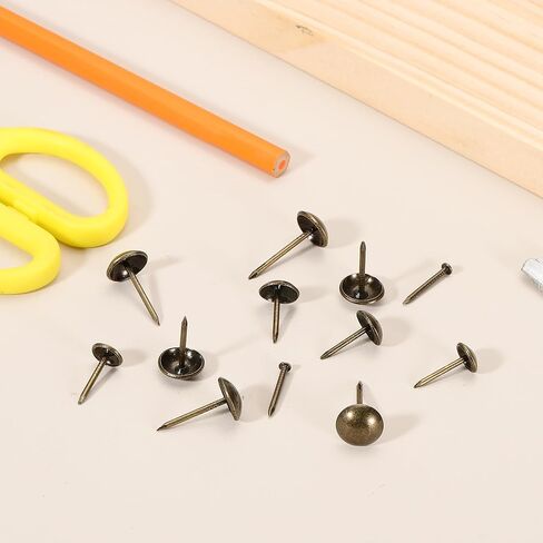 uxcell 150Pcs Upholstery Tacks, 3/8" x 11/16" Vintage Round Head Furniture Upholstery Nails Decorative Thumb Tacks Pins for Sofa Chair Bed, Bronze in Kuwait