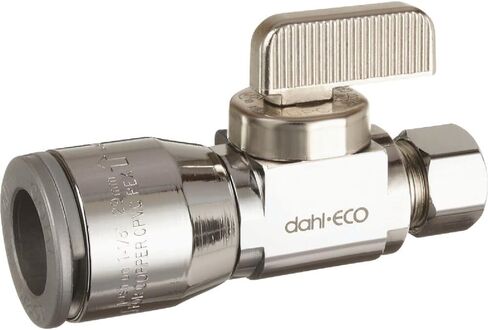 Dahl Mini-Ball 511-QG3-31 صمام إيقاف الإمداد المستقيم ربع دورة، 1/2 × 3/8 بوصة، قبضة سريعة × ضغط، 250 رطل لكل بوصة مربعة in Kuwait