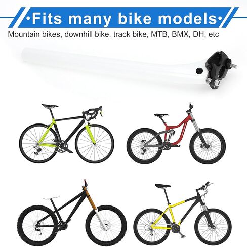 1 Pc Bike Seat Posts 27.2x350mm Bike Saddle Post Seat Tube Universal Lightweight Carbon Fiber White in Kuwait