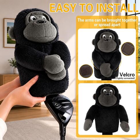 Funny Animal Golf Club Headcover, Plush Gorilla Driver Headcover Fits Standard 460cc Driver, Stylish Golf Gifts for Friends Men Women Golfers in Kuwait