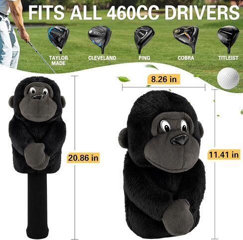 Funny Animal Golf Club Headcover, Plush Gorilla Driver Headcover Fits Standard 460cc Driver, Stylish Golf Gifts for Friends Men Women Golfers in Kuwait