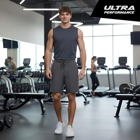 شورت الجري 2 PK للرجال من Ultra Performance مقاس 5 بوصات/7 بوصات/9 بوصات للرجال للتمرين الرياضي كاجوال 4 اتجاهات قابل للتمدد في صالة الألعاب الرياضية للرجال in Kuwait