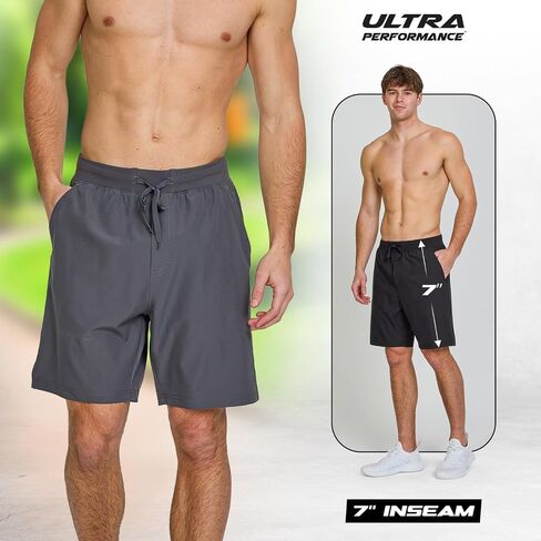 شورت الجري 2 PK للرجال من Ultra Performance مقاس 5 بوصات/7 بوصات/9 بوصات للرجال للتمرين الرياضي كاجوال 4 اتجاهات قابل للتمدد في صالة الألعاب الرياضية للرجال in Kuwait