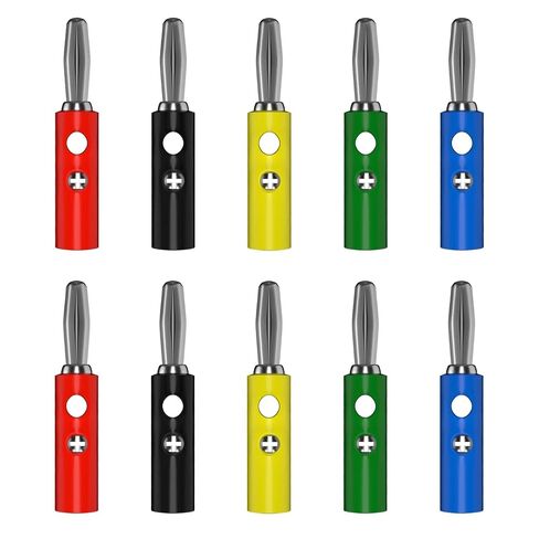 10PCS 4MM Banana Plug Speaker Electrical Screw Connector 5 Colors Electrical Accessories Q.10016(5 red 5 Black) in Kuwait