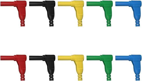10PCSS 4MM الزاوية اليمنى 90 درجة الموز التوصيل سلامة لحام الجمعية موصلات اختبار موصلات DIY Q.10039 (5 ​​أحمر 5 أسود) in Kuwait