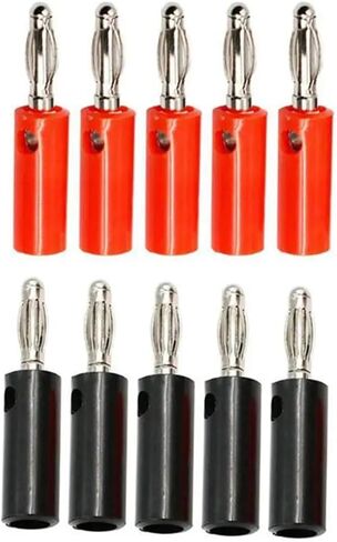 10pcs/lot Banana Plug Dia 4mm Copper Banana Jack Socket Panel Terminal, Silver or Gold Plate Connectors Optional(MIX RED BLACK SILVER) in Kuwait