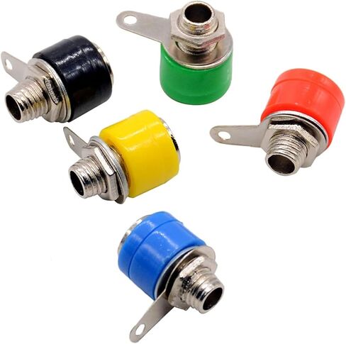 10pcs/lot Banana Plug Dia 4mm Copper Banana Jack Socket Panel Terminal, Silver or Gold Plate Connectors Optional(MIX RED BLACK SILVER) in Kuwait
