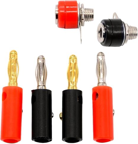 10pcs/lot Banana Plug Dia 4mm Copper Banana Jack Socket Panel Terminal, Silver or Gold Plate Connectors Optional(MIX RED BLACK SILVER) in Kuwait