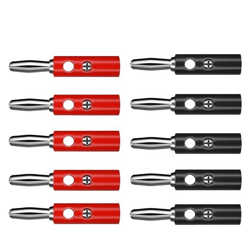 10pcs 4mm Banana Plug Pin Speaker Electrical Screw Connector Wire Connector DIY Parts 10016(5 Red 5 Black) in Kuwait