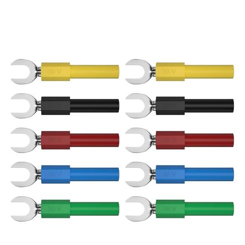 10PCS 6MM Insulated Fork Spade U-Type Wire Connector Electrical Crimp Terminal Copper Banana Socket 4mm J.20016(5 Colors x 2) in Kuwait