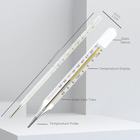 ℉ &℃ Oral Thermometer for Adults and Kids 2PCS - Glass Thermometer for Rectal Temperature - Accurate Easy Reading - AiBi TECH in Kuwait