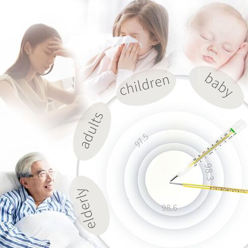 ℉ &℃ Oral Thermometer for Adults and Kids 2PCS - Glass Thermometer for Rectal Temperature - Accurate Easy Reading - AiBi TECH in Kuwait